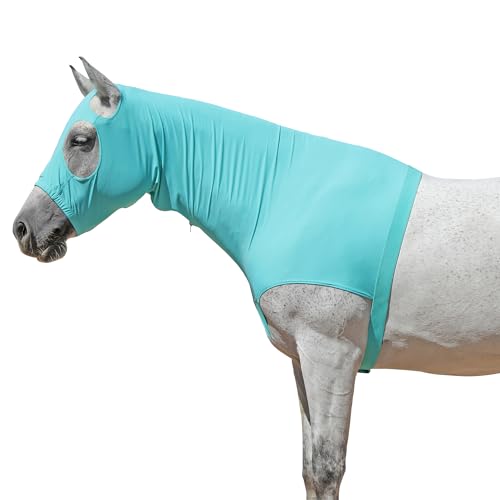 Horse Slinky Hood with Zipper, Stretchy Sleazy Hood Turquoise M - color: Turquoise, size: Medium