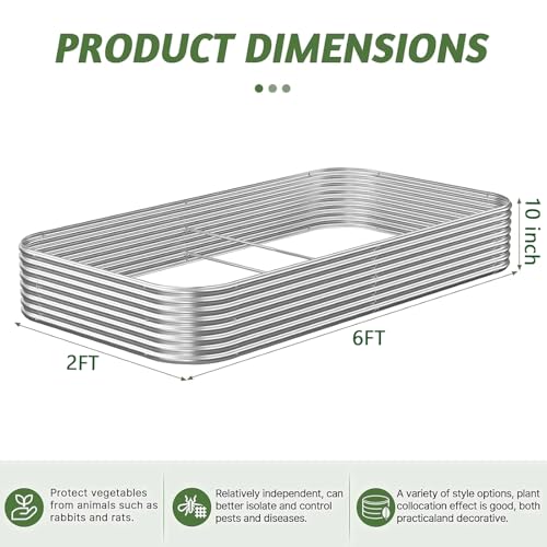 3 Pack 6x2FT Corrugated Galvanized Steel Raised Garden Bed Outdoor, Metal Above Ground Garden Bed for Vegetables and Flowers, Raised Beds for Gardening - size: 6x2FT