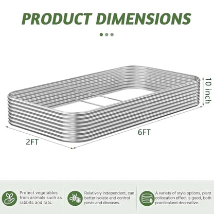 3 Pack 6x2FT Corrugated Galvanized Steel Raised Garden Bed Outdoor, Metal Above Ground Garden Bed for Vegetables and Flowers, Raised Beds for Gardening - size: 6x2FT