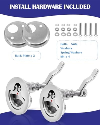 316 Stainless Steel Flush Latch Boat Deck Hatch Latch Marine Flush Twist Latch Fits 2" (51mm) Cutouts with Mounting Accessories