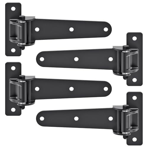 Insaga Heavy Duty Gate Hinges 1000 LBS, 13'' Strap Hinges with Ball Bearings, 6mm Thick Carbon Steel Weld-On or Bolt-On Hinges, 180° One Way Open for Barn Farm Fence Shed Garden Gates (4Pcs, Black) - size: 180° Open-4Pack