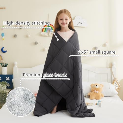 L'AGRATY Weighted Blanket - 36"x48" 3lbs Microfiber Material with Glass Beads Small Blanket for All-Season Summer Fall Winter Soft Thick - color: 01-dark Grey, size: 36" x 48" | 3lbs