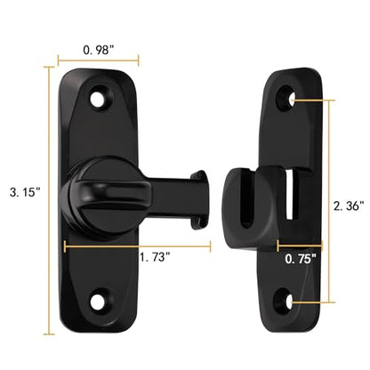 Black Barn Door Latches,90/180 Degree Gate Lock_B - color: Black