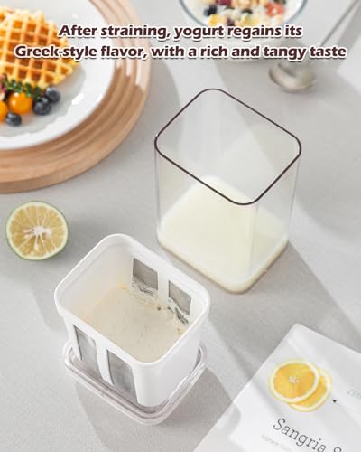 19oz Greek Yogurt Strainer with Stainless Steel Fine Mesh Bag & Lid, 1Pack - color: 1PACK