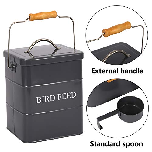 Geyecete Bird Feeder,Bird Food Jar Pet Food Storage Airtight Food Storage Container-Gray - color: Gray