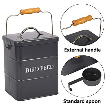 Geyecete Bird Feeder,Bird Food Jar Pet Food Storage Airtight Food Storage Container-Gray - color: Gray