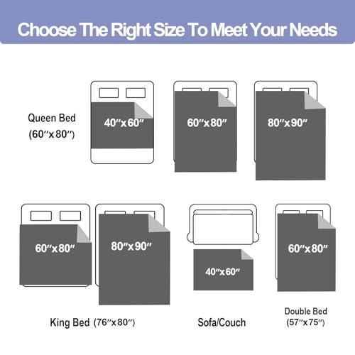 YISURE Waterproof Reversible Bed Blanket 90"x80", Slate Grey/Cool Grey | Large KingSize Squirt Blanket Stain & Leak Proof - color: Slate Grey/Cool Grey, size: 90x80 in