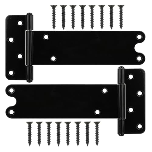 8 in T-Strap Shed Door Hinges,2 Pack Heavy Duty Tee Hinge, 300 Lbs Capacity - color: Black, size: 8 in -2 pcs