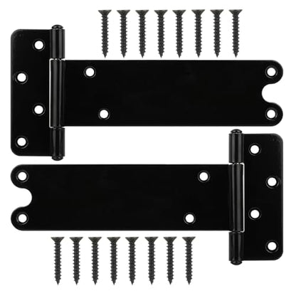 8 in T-Strap Shed Door Hinges,2 Pack Heavy Duty Tee Hinge, 300 Lbs Capacity - color: Black, size: 8 in -2 pcs