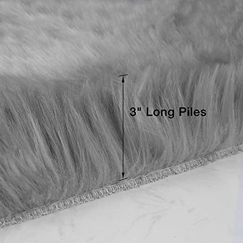 duduta Grey Faux Sheepskin Runner Rugs 2x6 ft, Fluffy Fur Couch Covers - color: Grey, size: 2' x 6'