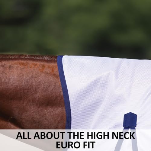 Schneiders Soft Interlock Mesh II Horse Fly Sheets | Superior UV & Insect Protection | Versatile Euro Fit Option | Reflective Safety Design - color: White, style: Horse High Neck Euro Surcingle