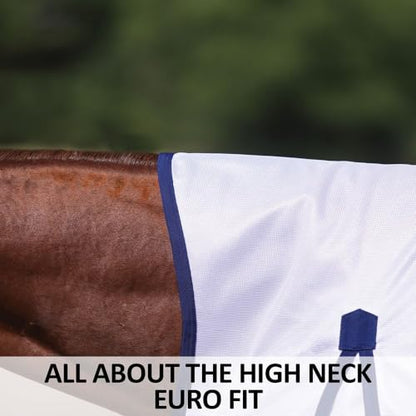 Schneiders Soft Interlock Mesh II Horse Fly Sheets | Superior UV & Insect Protection | Versatile Euro Fit Option | Reflective Safety Design - color: White, style: Horse High Neck Euro Surcingle
