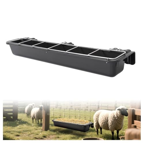37.63In Goat Feeder, 2.5 Gallon Livestock Feeding Rack, Divided and