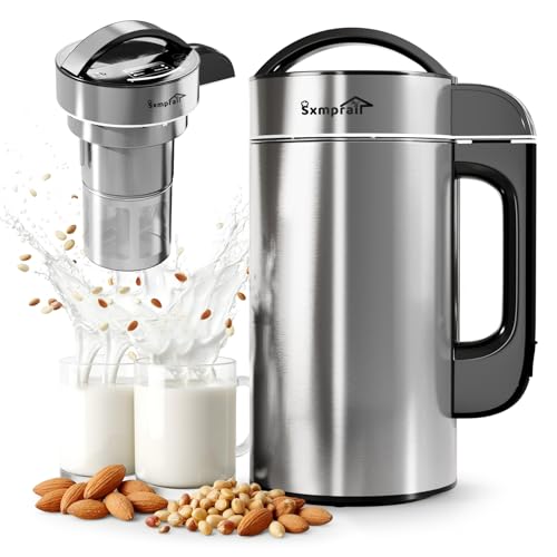 50oz Almond Milk Maker Machine (Built-in Strainer Filter) Make Plant Based Milk, Soup & Juice, 6-7 Cups Per Batch, 304 Stainless Steel, 5.3 lb, Automatic Cleaning, 8-IN-1 Nut Milk Maker for Soy & Oat