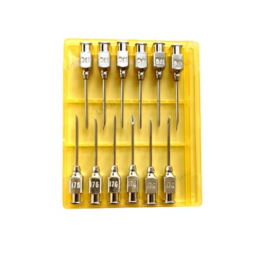Veterinary Needles, Cattle Needle Poultry Injection Needles 12 Sticks,Suitable for Pigeons, Chickens, Ducks, Geese, Pigs, Sheep, Horses (14X25 17G) - color: 14X25 17G