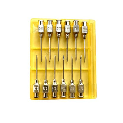 Veterinary Needles, Cattle Needle Poultry Injection Needles 12 Sticks,Suitable for Pigeons, Chickens, Ducks, Geese, Pigs, Sheep, Horses (14X25 17G) - color: 14X25 17G