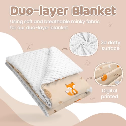 SANDJEST Fox Minky Blanket 30 x 40 Inches, Gift for Christmas Birthday - color: Fox