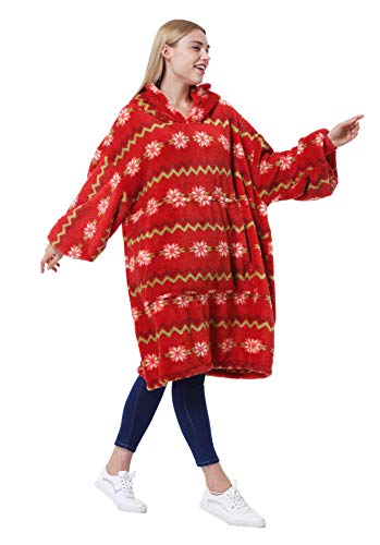 Catalonia Oversized Blanket Hoodie, Wearable Fleece Blanket Sweatshirt - color: Mistletoe / Plush