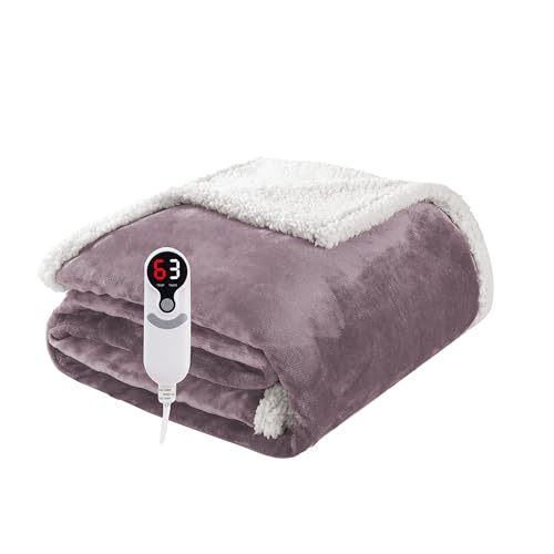 Soypipo Electric Heated Blanket 50"x60", 9 Heat Settings 10-Hour Auto-Off - color: 06-purple, size: Throw 50"x60"