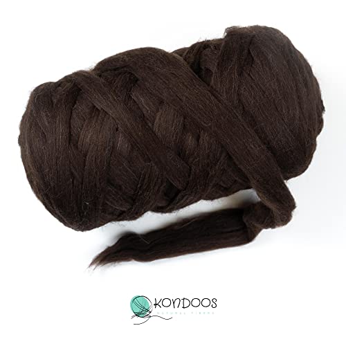 Natural Wool Bulky Chunky Yarn roving, 8 lb. Best fot Hand Made Spinning, arm Knitting, Felting,Giant Blankets, Tapestry, Bedding un-Dyed. (Dark Brown Chocolate, 8 lb) - color: Dark Chocolate, size: 8 lb
