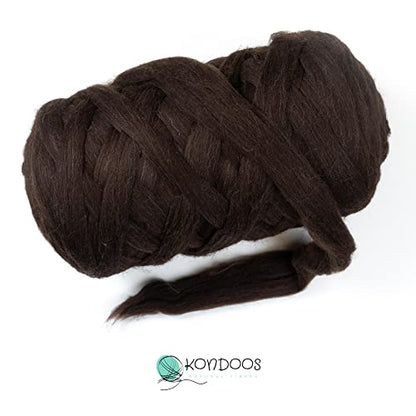 Natural Wool Bulky Chunky Yarn roving, 8 lb. Best fot Hand Made Spinning, arm Knitting, Felting,Giant Blankets, Tapestry, Bedding un-Dyed. (Dark Brown Chocolate, 8 lb) - color: Dark Chocolate, size: 8 lb