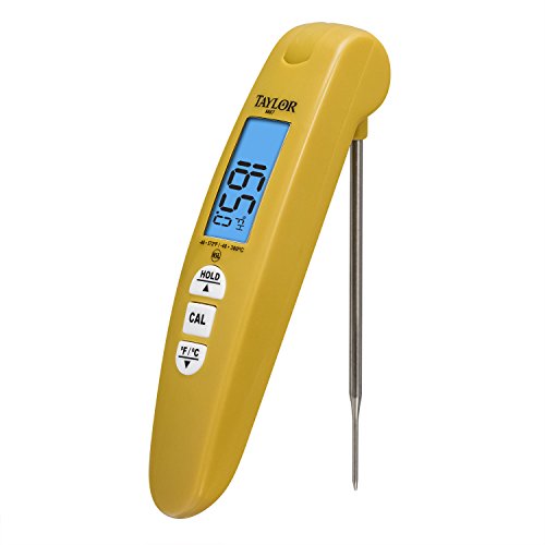 Taylor Digital Turbo Read Thermocouple Thermometer with Folding Probe, Yellow - color: Yellow, size: 1 EA
