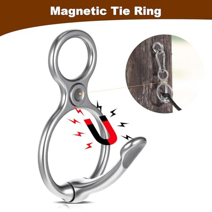 Horse Tie Ring (1 Pack) - Safe & Humane Horse Training Equipment with Magnetic Release, Eye Bolt & Quick Snap - Stainless Steel Tack to Prevent Horses from Pulling Back