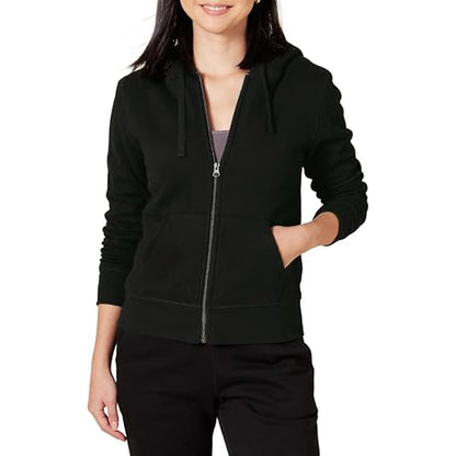Amazon Essentials Women's Sherpa-Lined Fleece Full-Zip Hooded Jacket with Drawstring (Available in Plus Size) - color: Black, size: X-Small