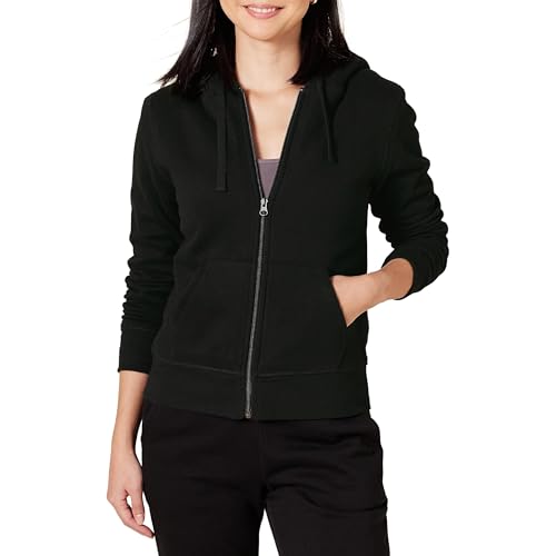 Amazon Essentials Women's Sherpa-Lined Fleece Full-Zip Hooded Jacket with Drawstring (Available in Plus Size) - color: Black, size: Small