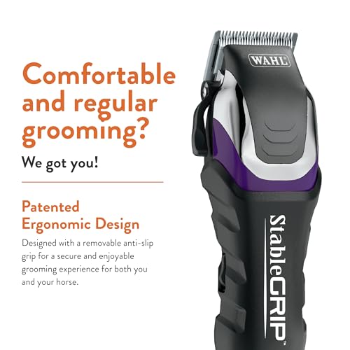 Wahl Pro Animal Stable Grip Equine Grooming Kit, Long Power Cord | Comprehensive Equine Grooming Kit, Trimming Face, Ears, and Fetlocks, Stable Grip Clipper, Easy-to-Adjust Cutting Lengths