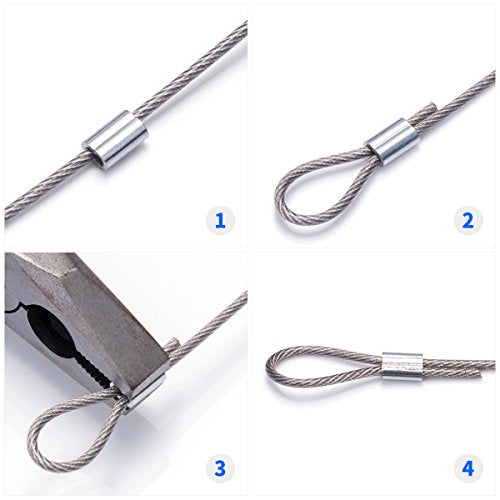 1/8 Aluminum Cable Crimps, Ferrules 150PCS, Crimping Loop Sleeves Wire Rope | Crimp Sleeves For Cable Ferrule And Wire Rope Connections. Loop Sleeve Design For Cable And Rope Crimping Applications. - size: 1/8" (150PCS)
