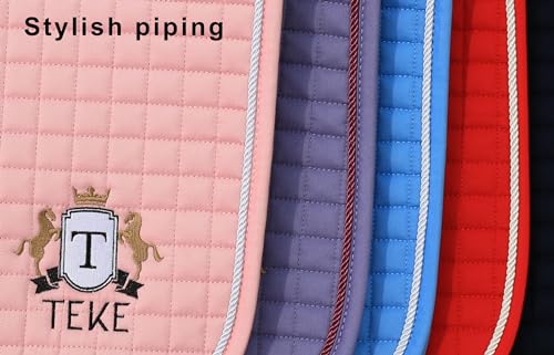 T TEKE Close Contact Saddle Pads,100% Cotton English Saddle Pads for Horses with Moisture-Wicking and Breathable Lining - color: Blue