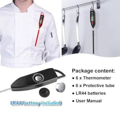 BOMATA 6 Pack Waterproof IPX7 Meat Thermometer, Food Thermometer - color: Black,Red,White
