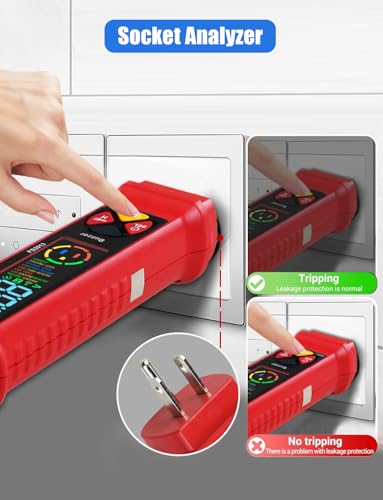 2-in-1 Voltage Tester 2-440V LCD Circuit Breaker Finder Kit | electrical Outlet tester supports dual AC 2-440V & 50-60Hz testing, equipped with clear LCD display for voltage data reading.