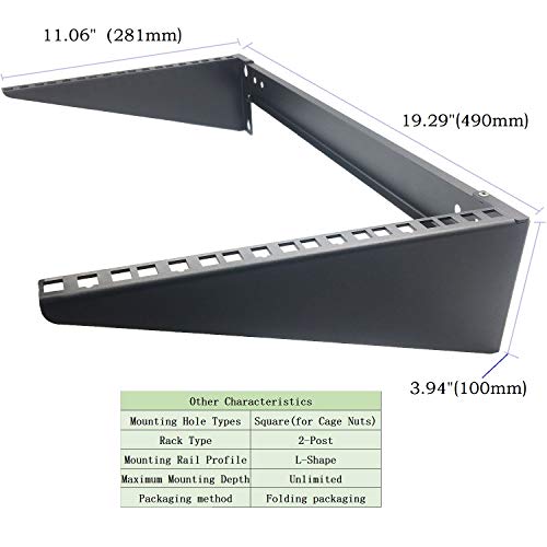 6U 19 Inches Cold Rolled Steel Wall Mountable Simple Vertical Rack and Networking Euipment Rack Including Hardware for Assembly (6U) (Pack of 2) - size: 6U (Pack of 2)