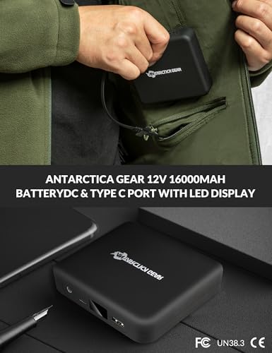 ANTARCTICA GEAR Heated Jacket with 12V 16000mAh Battery Pack, Polar Fleece Coat for Men Women, Fit Zip Hood Winter Jacket - color: Green, size: 3X-Large