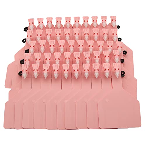 50 Pcs Blank Cattle Ear Tags, TPU One-Piece Flexible Livestock | Ear Tags for Cow Sheep Goat Pig Hog Calf, Large Size Tagging Writable Animal Identification Tags Farm Supplies (Pink) - color: Pink