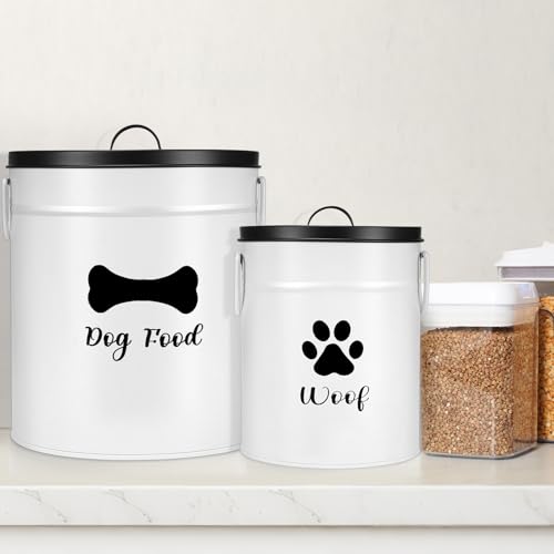 DoubleFill Extra Large 23+10 lb Metal Dog Food Storage Containers, White - color: White, size: Extra Large 23+10 lb