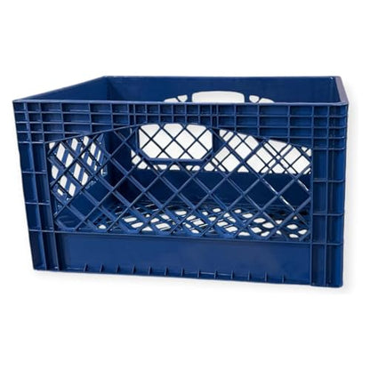 Juggernaut Storage Heavy Duty Milk Crates, 4 Handles, 24 Qt, Blue, 3-Pack - color: Blue, size: 24 Quart, 3-Pack