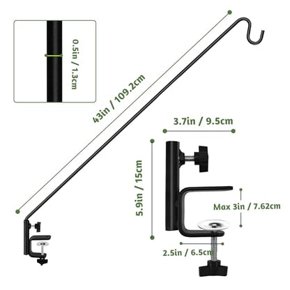 ERYTLLY Heavy Duty Deck Hook, Extensible and Adjustable Deck Hook with 2" Non Slip Horizontal Clamp for Hanging Bird Feeder, Plants, Suet Baskets,Wind Chimes,Lanterns and More - size: Deck Hook - Adjustable Length - 1 Pack