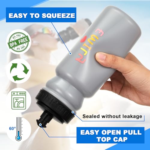 Suclain Squeeze Water Bottles with Carrier, 7 Pcs, Grey - color: Grey