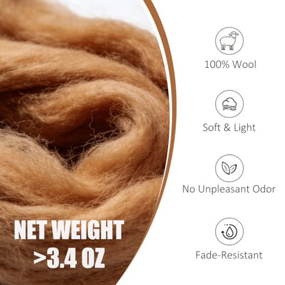 3.4oz Needle Felting Wool Downtown Brown for DIY Needle Craft Enthusiasts - color: Downtown Brown