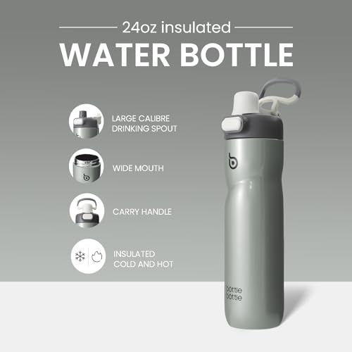 BOTTLE BOTTLE Insulated Water Bottle with Handle 24 oz gray - color: gray