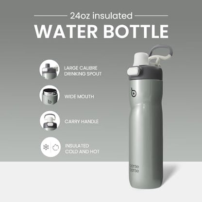 BOTTLE BOTTLE Insulated Water Bottle with Handle 24 oz gray - color: gray