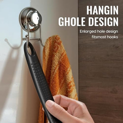 Silicone Back Scrubber for Shower, 17in Lengthen Long Handle Body Brush, Double Sided Shower Brush for Shower Exfoliating and Massage Can Produce Rich Foam, Long Handle Back Scrubber for Men - color: Black+gray