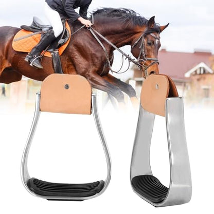 Western Aluminum Cushioned Horse Riding Stirrups, Anti Slip Overshoe Design Heavy Duty Saddle Tack Accessories for Equestrian Riding