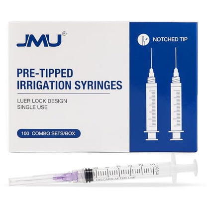 JMU 100 Pcs Dental Irrigation Syringes 3cc with 30G - size: 3ML 30G