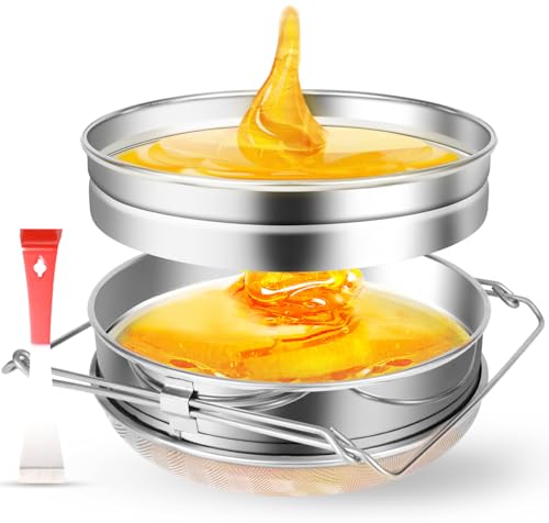 Stainless Steel Honey Strainer, Double Sieve Honey Filter, Honey Filters for 5 Gallon Bucket, Honey Fine Mesh Strainer, Honey Extractor Sieve Equipment for Clean Honey with Honey Harvesting Equipment