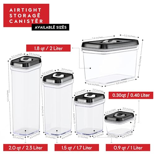 DWËLLZA KITCHEN Set of 6 Mini Airtight Food Storage Containers with Lids - Clear Plastic Small Pantry Containers for Spices, Candy, Nuts, Coffee or Tea, BPA-Free, Keeps Food Fresh & Dry - color: 05 - 0.3 liter (Set of 6)