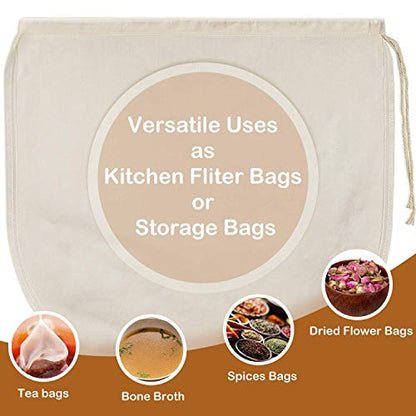 6 PCS 12"x12" Nut Milk Bags - 100% Unbleached Cotton Cheesecloth, Reusable Food Strainer Colander For Straining Almond/Oat Milk, Celery Juice, Cold Brew Coffee, Yogurt and Cheese Making - color: 6 pack